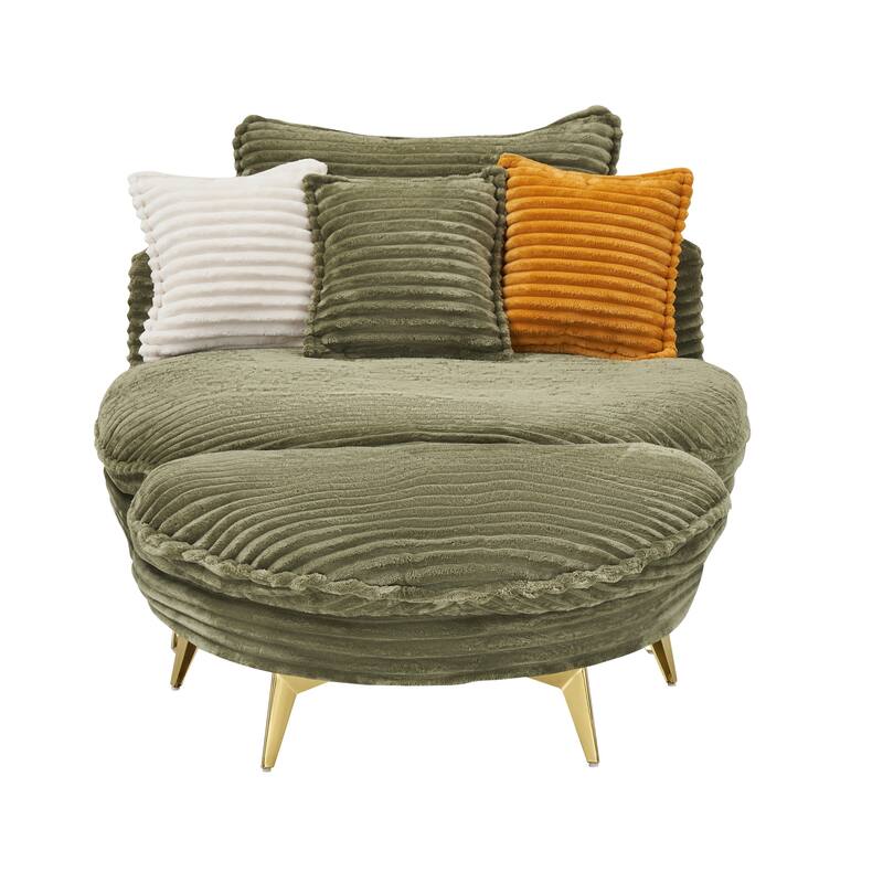 Comfortable Upholstered Armless Chair with Ottoman