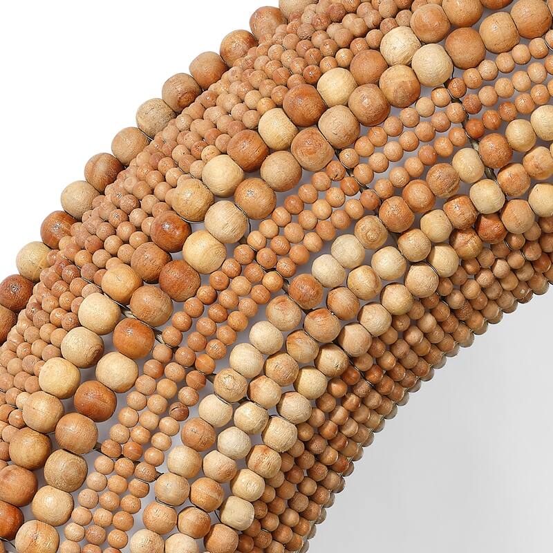 Jamie Young Strand Wood Beaded Round Wall Mirror