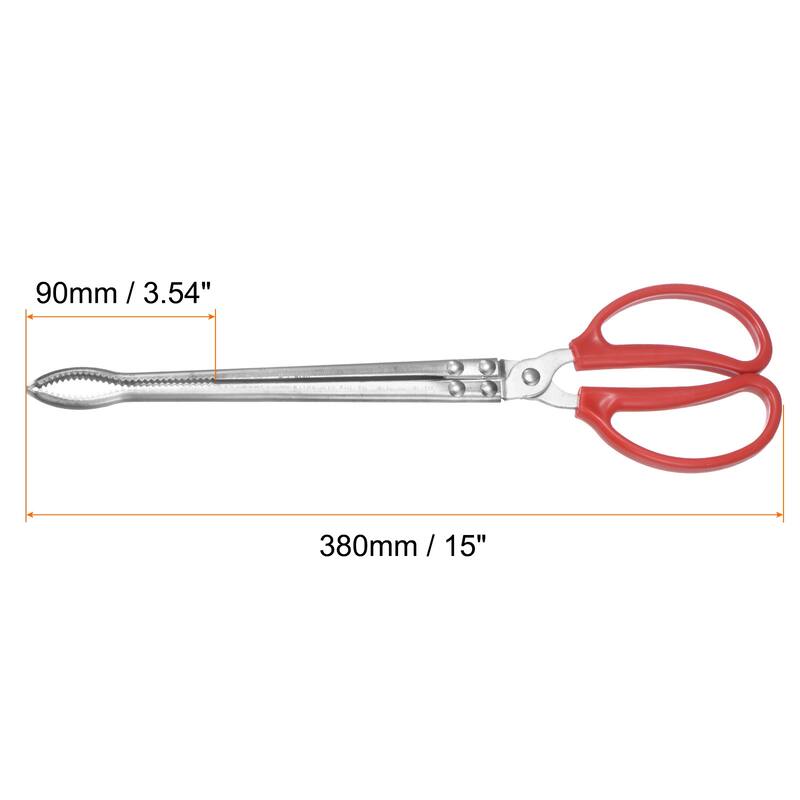 Long Scissor Tongs 15 Inch Stainless Steel Clamp Tongs Anti-Slip Tool Clip - Red - 15" - Red - 15"