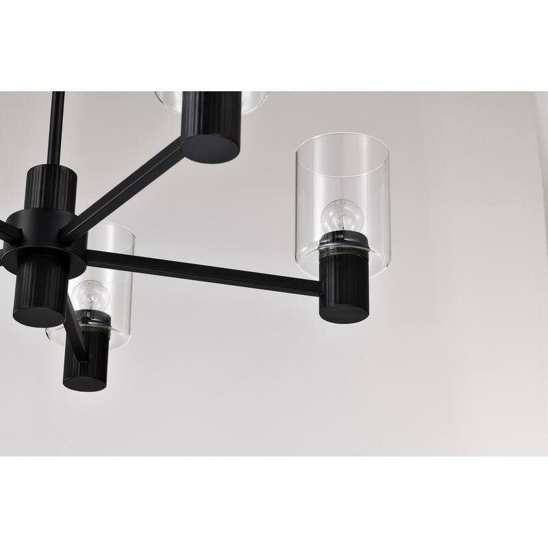 Clarksville 28 Inch 5 Light Chandelier Matte Black with Clear Glass