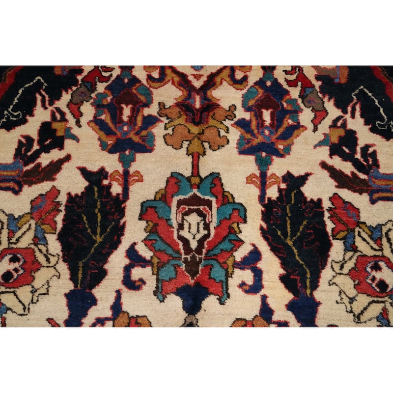 Hand Knotted Oriental 100% Wool Carpet Traditional Floral Beige & Ivories Tabriz Area Rug - 11' 2'' X 7' 4''