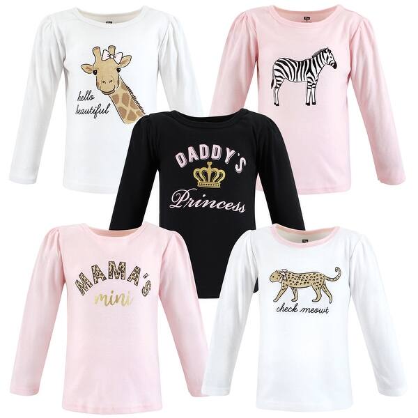 slide 1 of 1, Hudson Baby Infant Girl Long Sleeve T-Shirts, Leopard Mamas Mini 12-18 Months - Leopard Mamas Mini