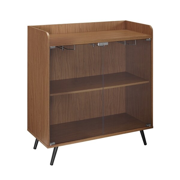 Delacora WE-BDU30SEA 30" Wide Three Shelf Glass, Laminate and Metal Bar/Wine Cabinet