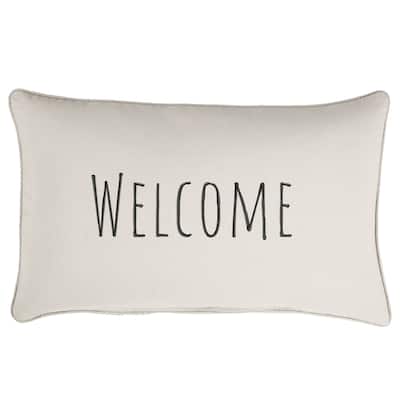 Sunbrella Canvas Embroidered "Welcome" Indoor/Outdoor 13x20 Corded Lumbar Pillow (Single)