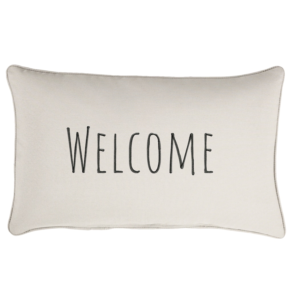 Sunbrella Canvas Embroidered "Welcome" Indoor/Outdoor 13x20 Corded Lumbar Pillow (Single)