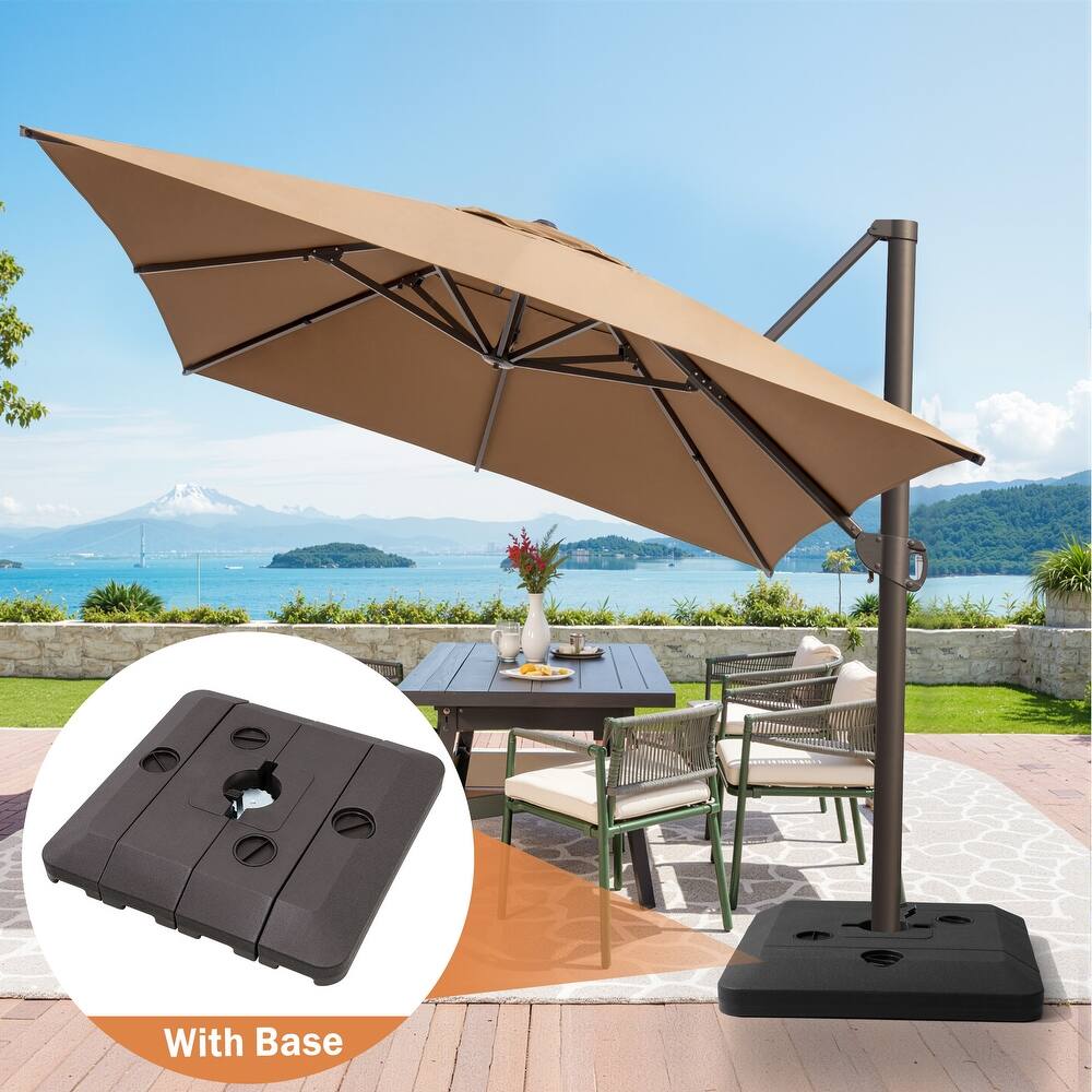 10 X 13FT Outdoor Patio Cantilever Umbrella with Offset Umbrella Base