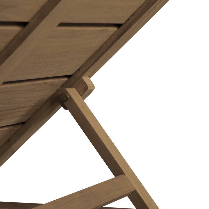 NADAAL STUDIOS Sorelle Outdoor Lounge Chair, Adjustable Backrest, Solid Teak Frame, Brown Olefin Fabric