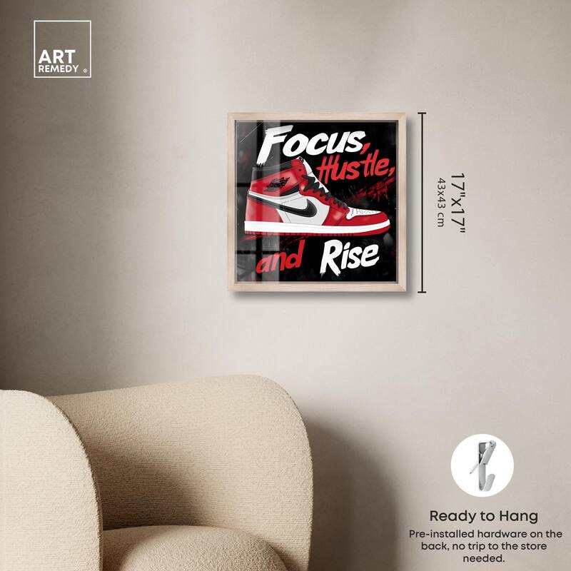 Hustle and Rise Sneaker Red Shadowbox by Art Remedy