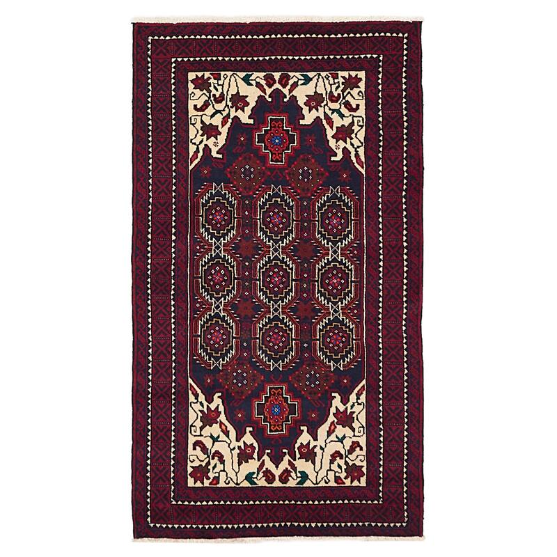 ECARPETGALLERY Hand-knotted Teimani Dark Navy Wool Rug - 3'4 x 6'0