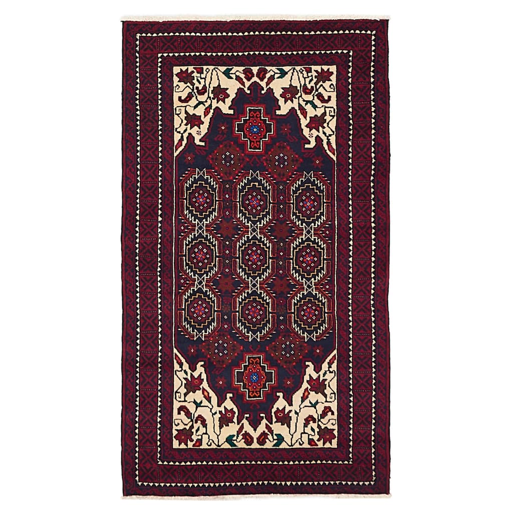 ECARPETGALLERY Hand-knotted Teimani Dark Navy Wool Rug - 3'4 x 6'0