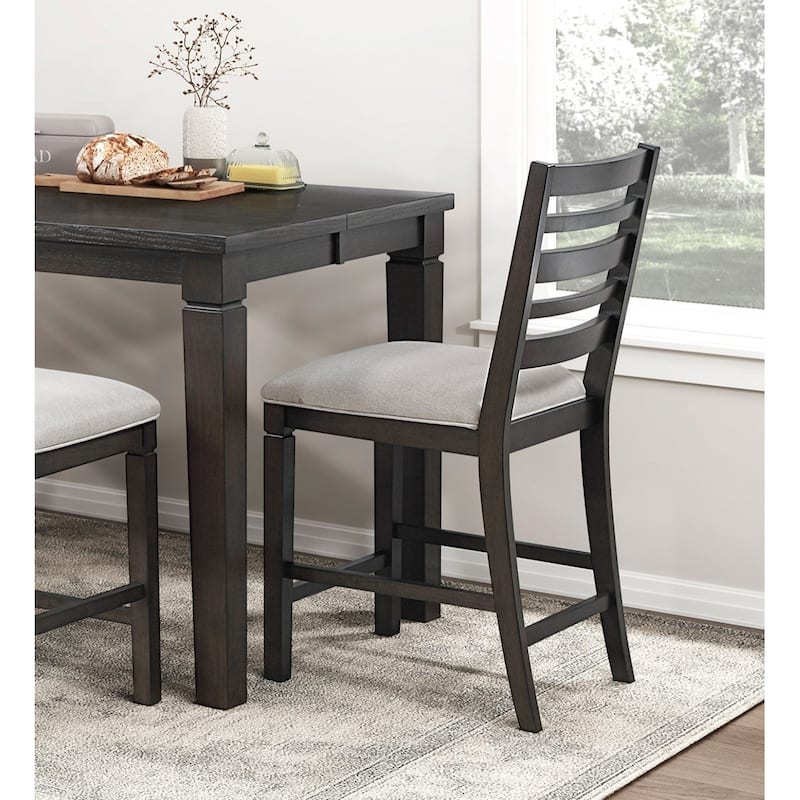 Dark Espresso Finish Counter Height Dining Furniture Set Extendable Table Upholstered Bench Chairs