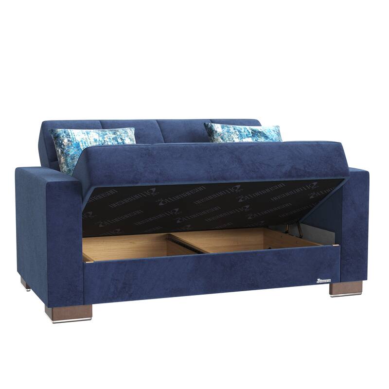 Collection Upholstered Convertible Loveseat With Storage - Blue