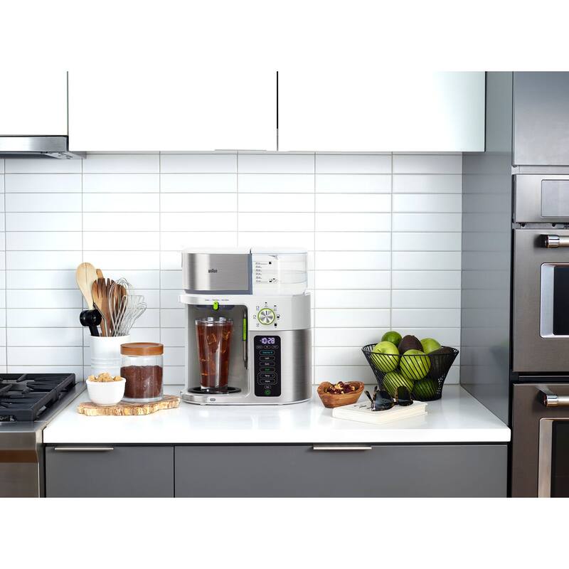 Braun MultiServe 10-Cup SCA Certified Coffee Maker with Internal Water Spout and Glass Carafe in White