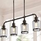 preview thumbnail 1 of 13, Arlo 34" 4-Light Farmhouse Industrial Iron/Glass Linear LED Pendant, Oil Rubbed Bronze/Clear by JONATHAN Y Oil Rubbed Bronze/Clear