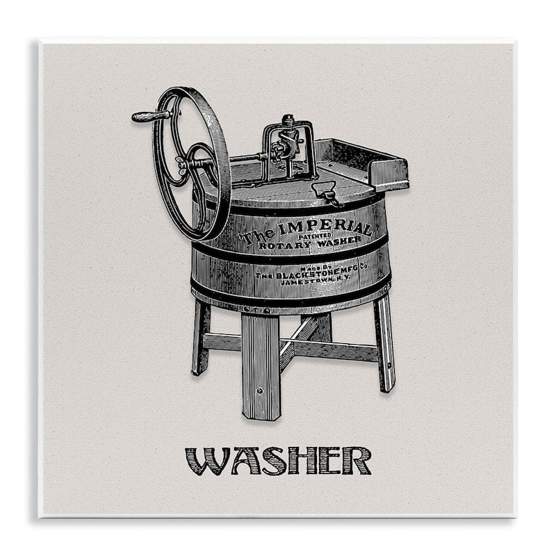 Stupell Antique Rotary Washer Wall Plaque Art Design By Val Rhodes - 12 x 12
