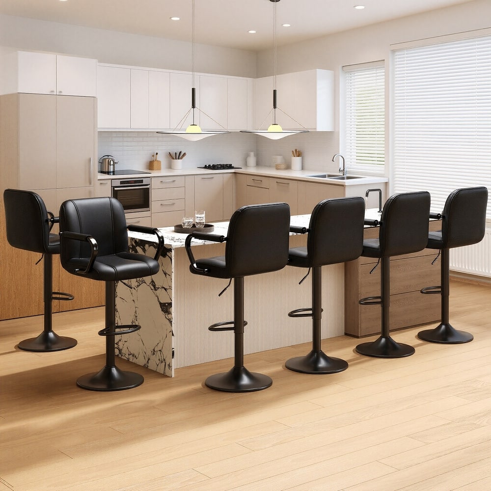 Swivel Bar Stools with Back Support - Adjustable Height Counter Stools for Kitchen Island & Home Bar