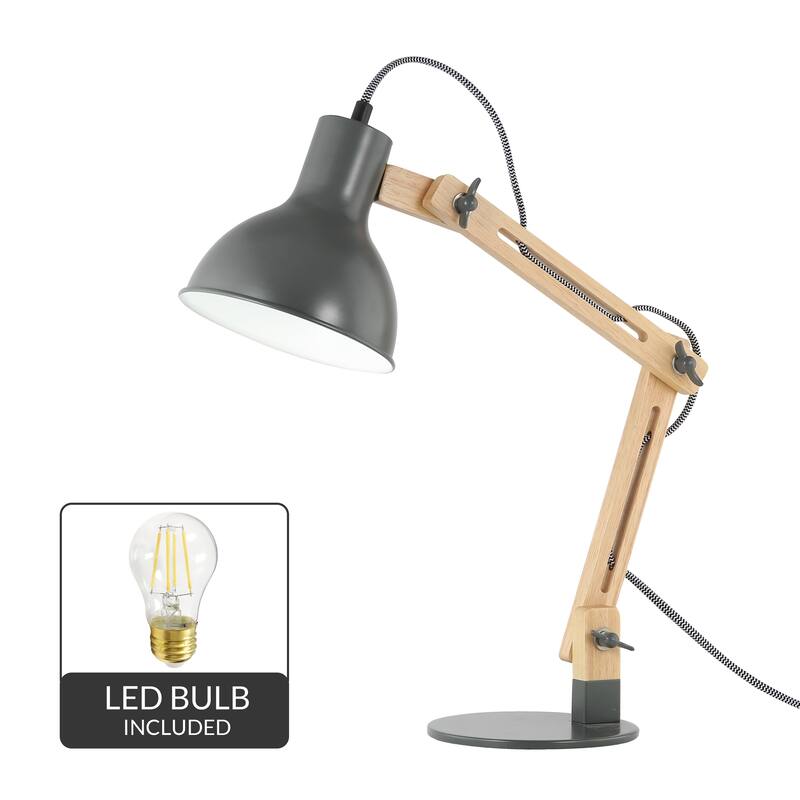 Light Society Galvan LED Task Table Lamp, LED Bulb Included - Grey