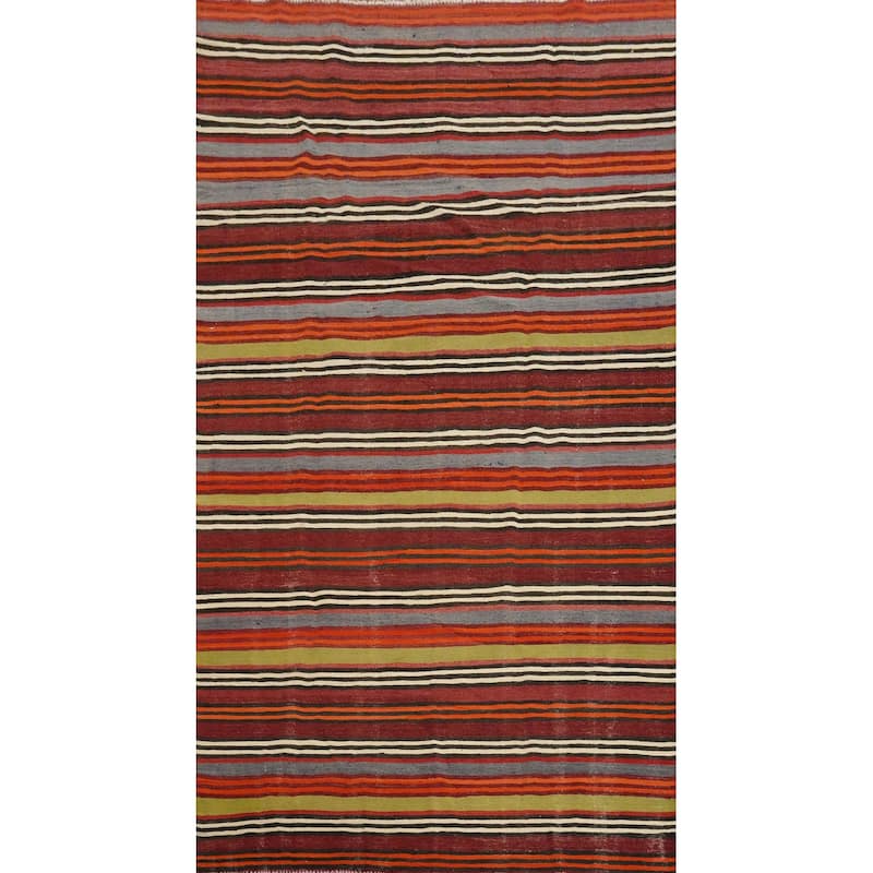 Hand Woven Oriental 100% Wool Carpet Southwestern Geometric Multi-Colored Kilim Area Rug - 9' 5'' X 5' 0''