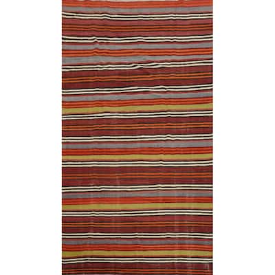 Hand Woven Oriental 100% Wool Carpet Southwestern Geometric Multi-Colored Kilim Area Rug - 9' 5'' X 5' 0''