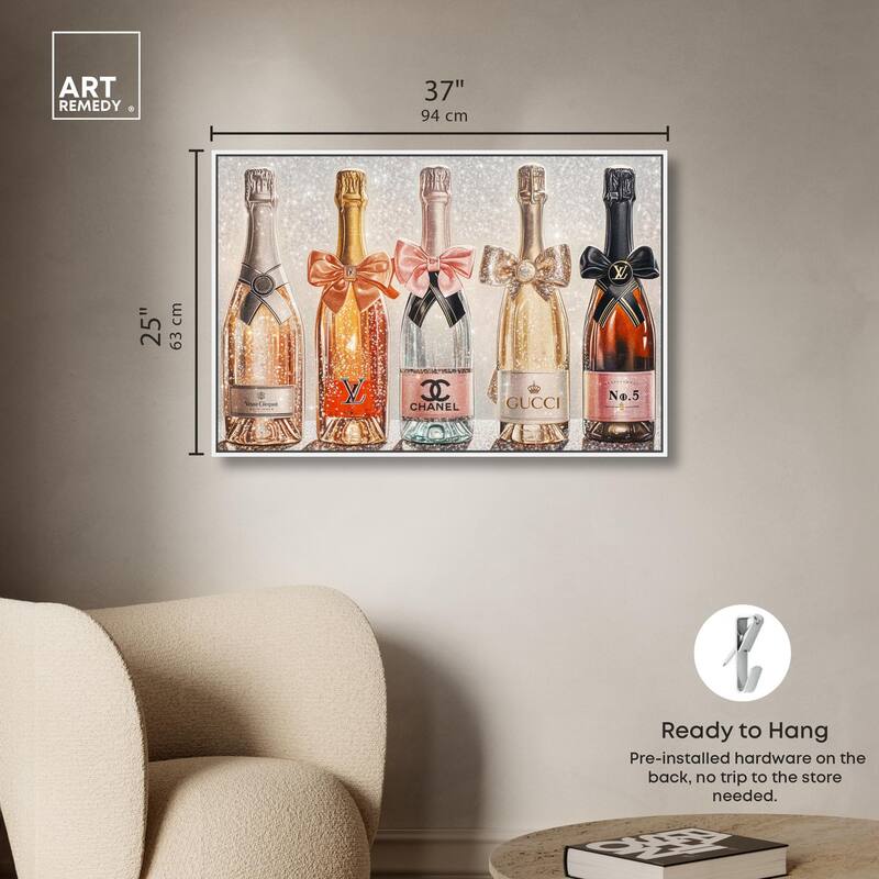 Champagne Bottles Glitz Canvas by Art Remedy