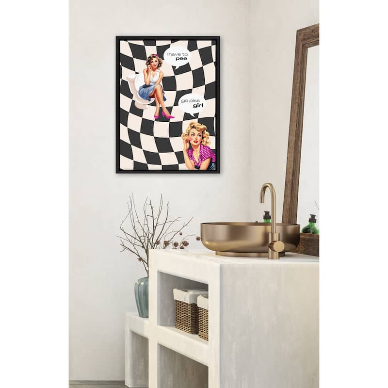 Kate and Laurel Sylvie Go Girl Black Framed Canvas by Honey Island