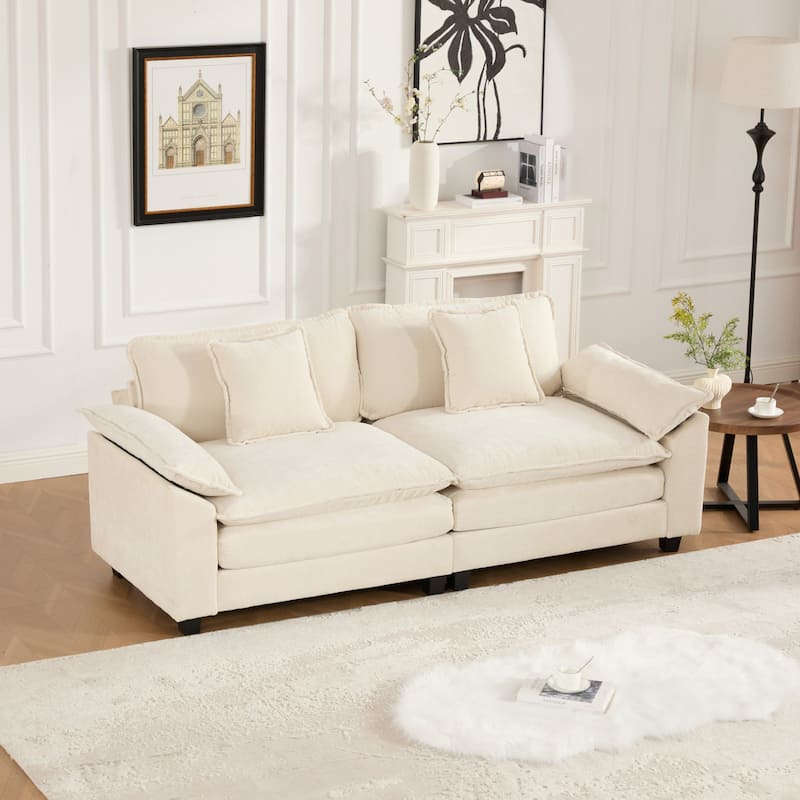 Comfy Double Layer Upholstered Couch Chenille Accent Loveseat Sofa