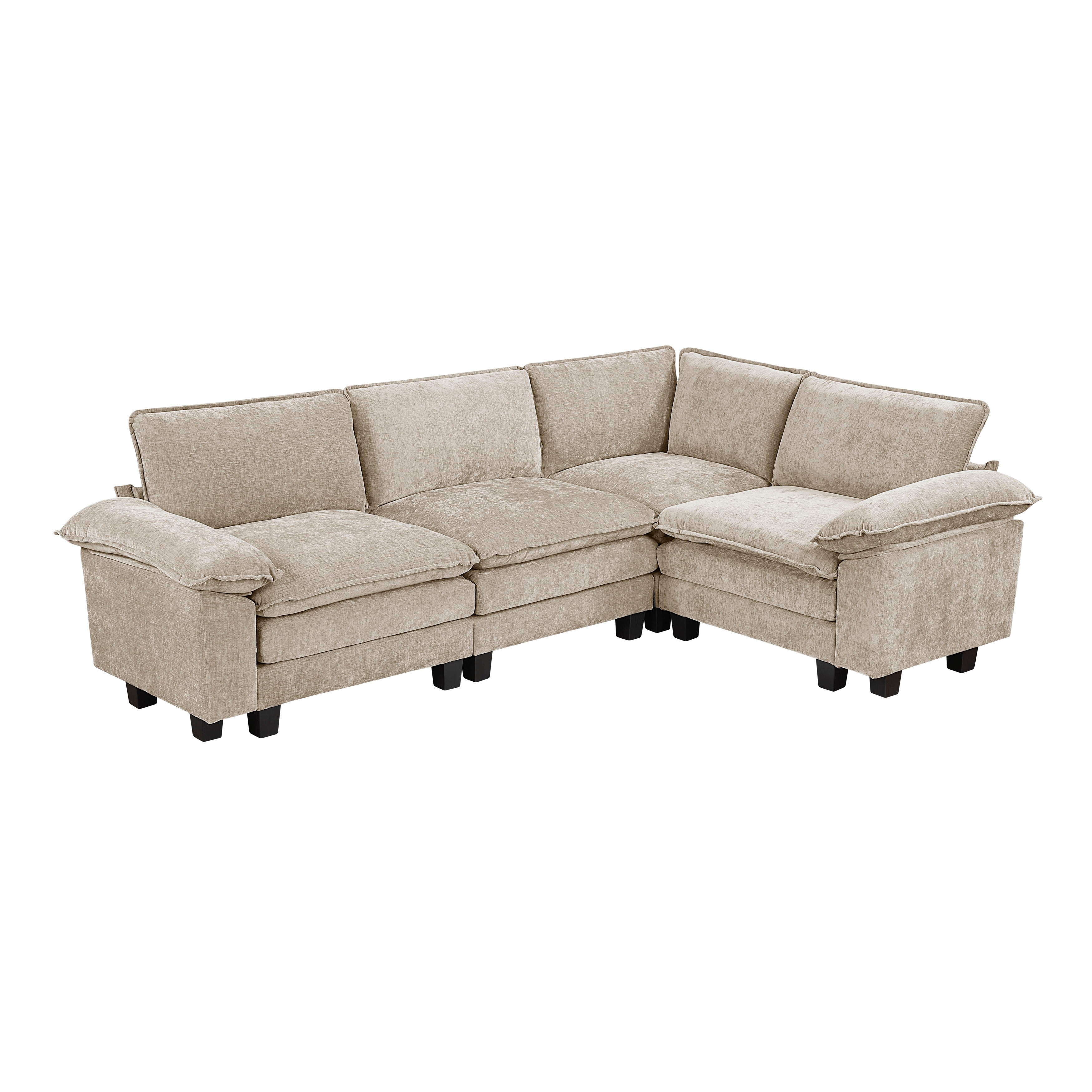 4-Piece Modular Sectional With Plush Comfort Upholstery Durable Plywood