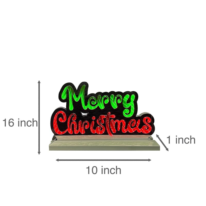LED Lighted 3D Merry Christmas Infinity Mirror - 16"