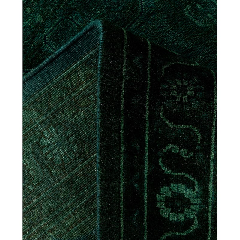 Overdyed One-of-a-Kind Hand-Knotted Area Rug - Green - 9' 1" x 12' 1"