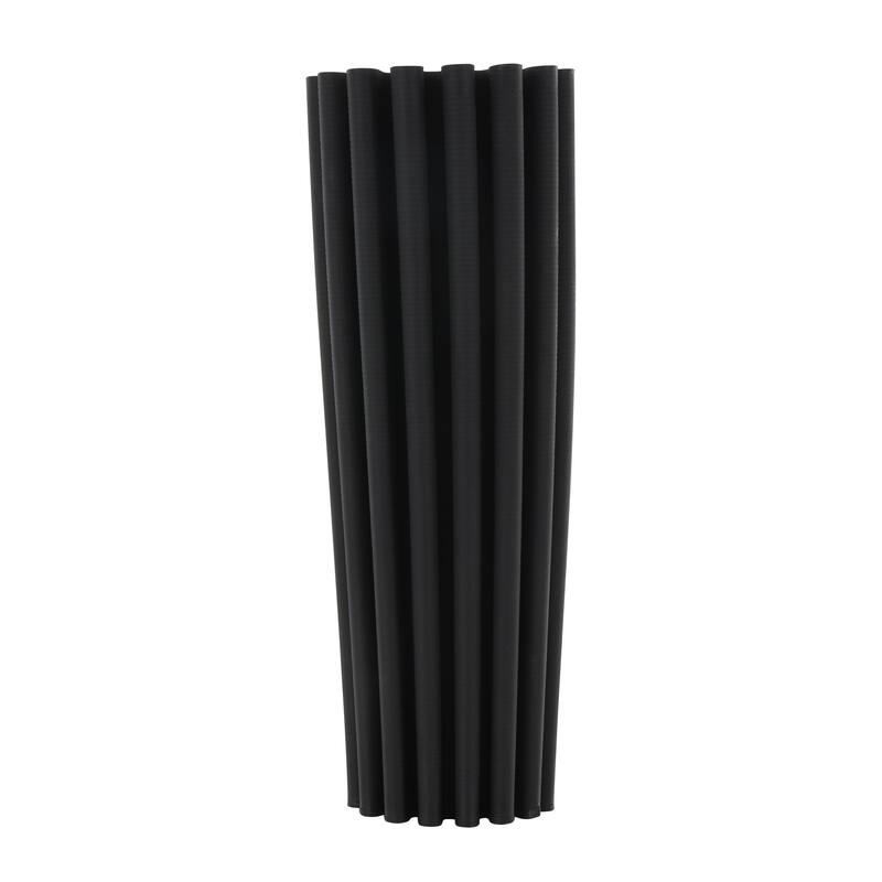 Ceramic Abstract Dimensional Ribbed Decorative Vase with Cylindrical Ridges - Black - Roche River Decor