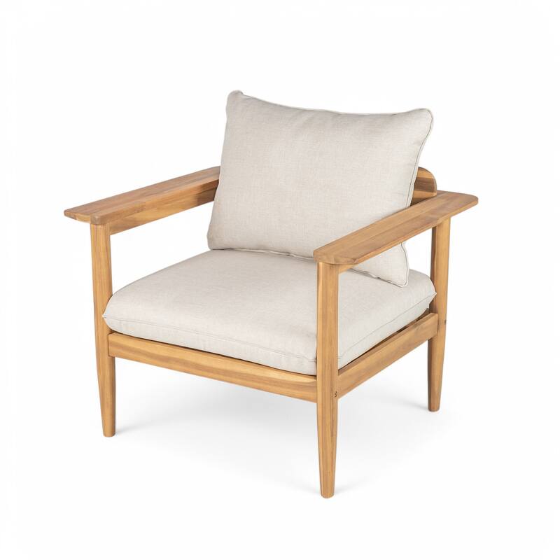 Roomfitters Terassi Outdoor Chat Set 3 Piece Solid Acacia Wood Wide Armrest Seating, Light Teak Beige