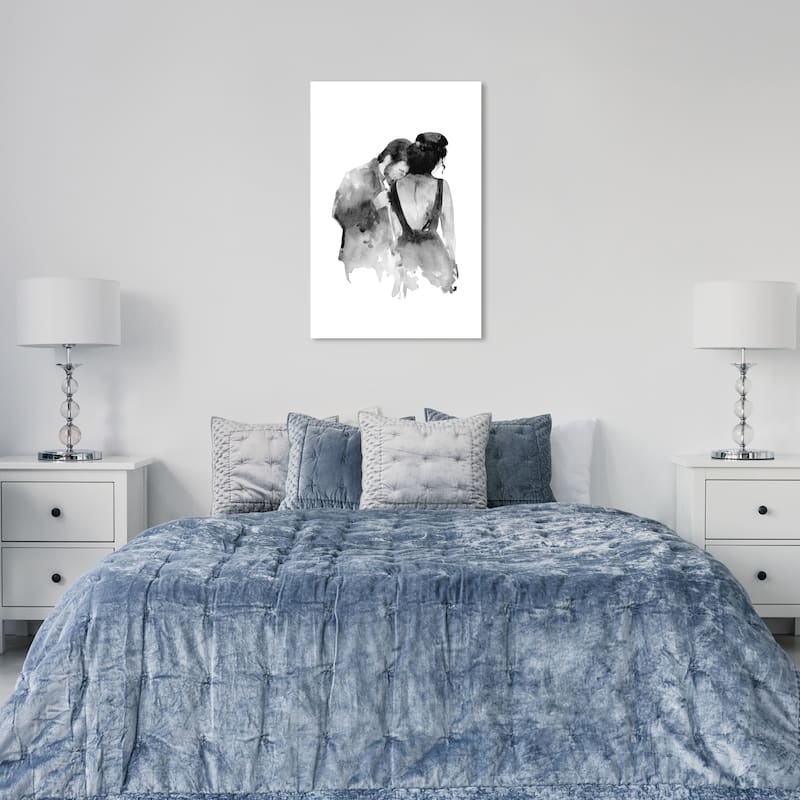 Wynwood Studio Canvas Fashion and Glam Inked Embrace Black and Modern & Contemporary Wall Art Canvas Print - 36 x 24