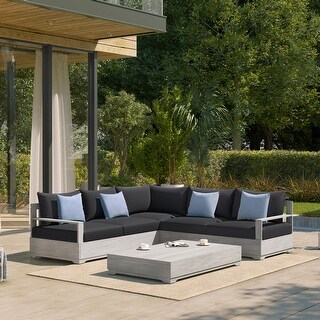Ove Decors Beranda II 3-Piece Wood Frame Grey Patio Sectional Set