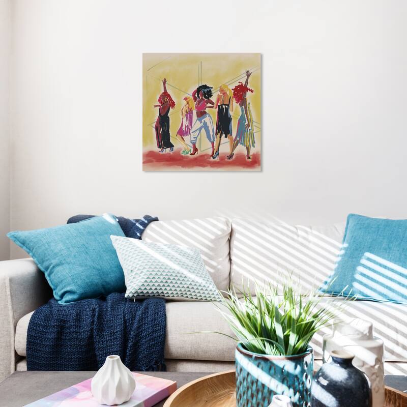 Wynwood Studio Fashion and Glam Lets Dance Yellow and Modern & Contemporary Wall Art Canvas Print - 20 x 20