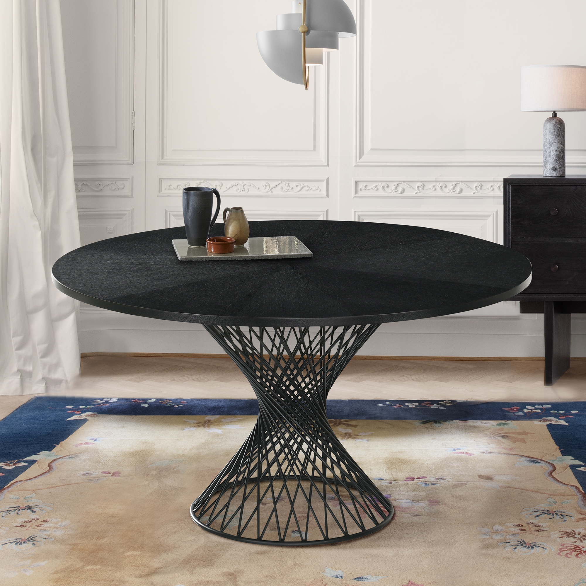 Mid century modern 2025 pedestal dining table