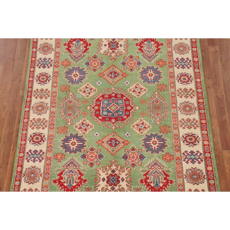Traditional Green Kazak Oriental Area Rug HandKnotted Wool Carpet 4