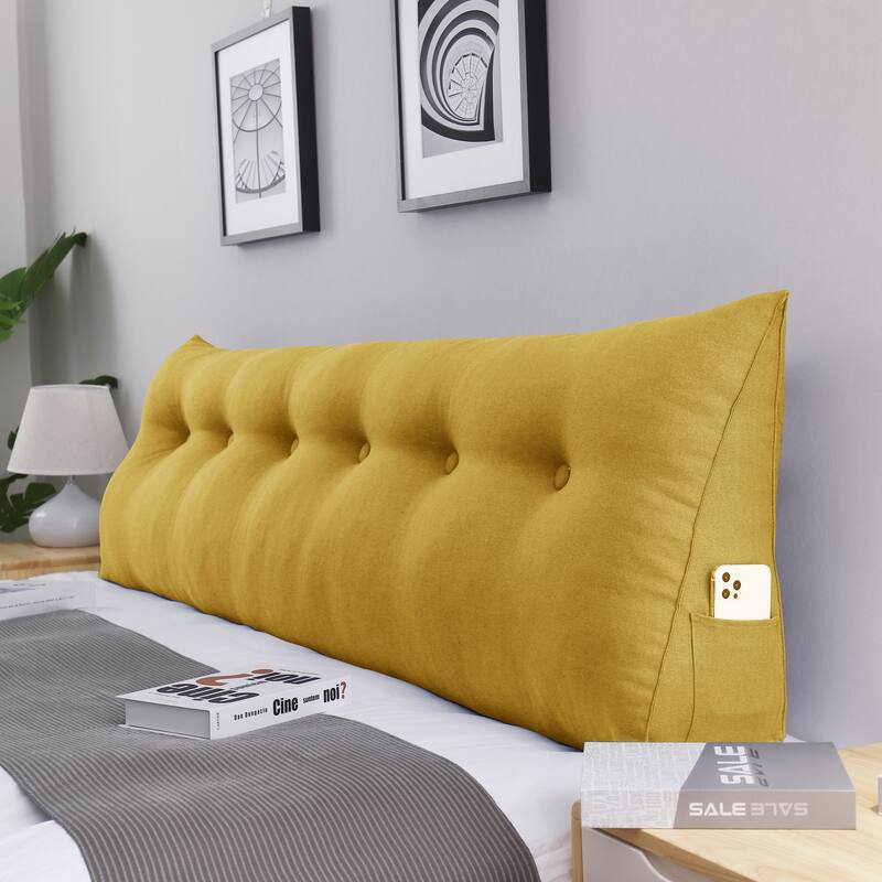 WOWMAX Bed Rest Wedge Reading Pillow Headboard Back Support Cushion - California King - Yellow