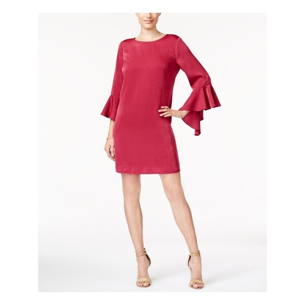 maroon bell sleeve dress