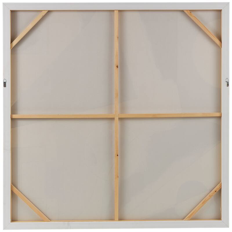 Blue Canvas Textured Geometric Living Room Framed Wall Art with Various Shapes On a White Background