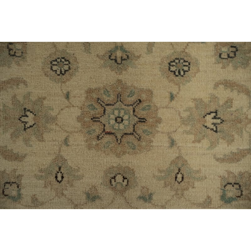 Hand Knotted Oriental 100% Wool Carpet Traditional Floral Beige & Ivories Peshawar Runner Rug - 10' 2'' X 2' 10''