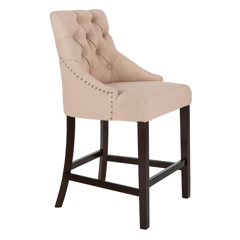 SAFAVIEH Dottie 26-inch Tufted Wing Back Counter Stool - Grey / Espresso (Set of 2) - 22.5" x 25" x 41" - 22.5" x 25" x 41"