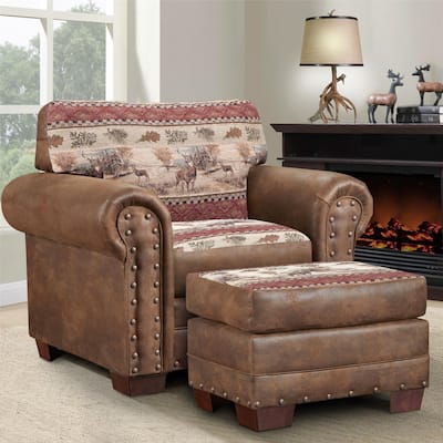 American Furniture Classics Model 8501-00-50 Deer Valley Arm Chair with Matching Ottoman
