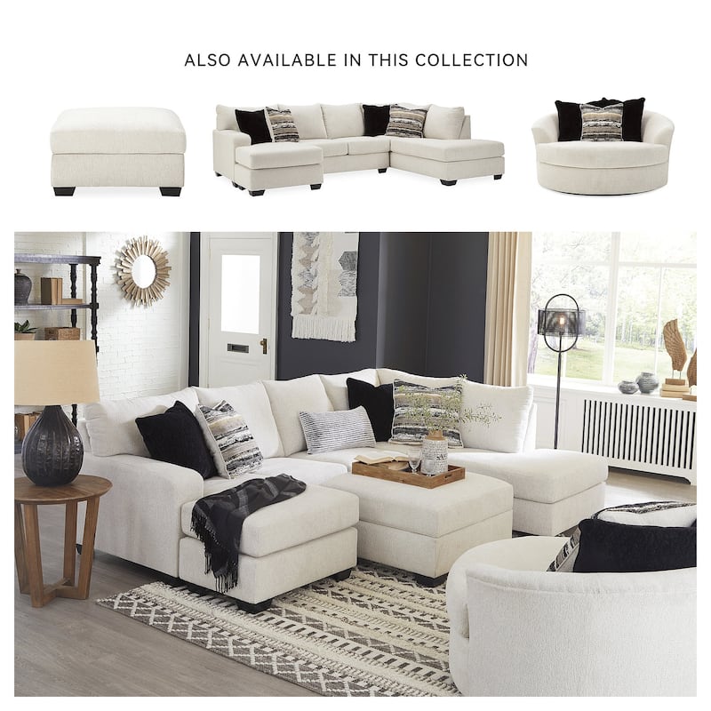 Signature Design by Ashley Cambri White Oversized Round Swivel Chair - 58"W x 54"D x 39"H