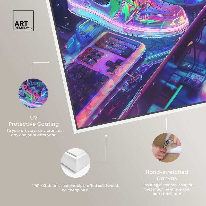 Neon Gaming Set Up Canvas by Art Remedy