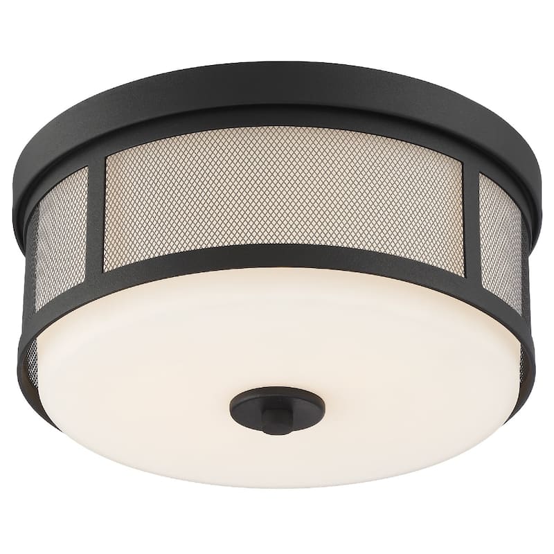 Trevor 2 Light Black Forged Ceiling Mount - 13.62'' W x 6.37'' H