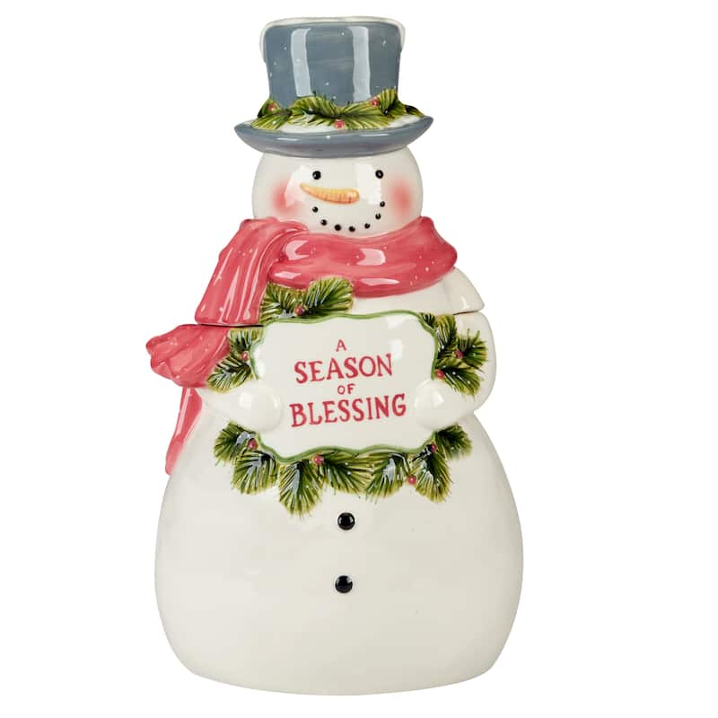 Certified International Snowman Greetings 3-D Cookie Jar - 6.875" x 6.875" x 11.625"
