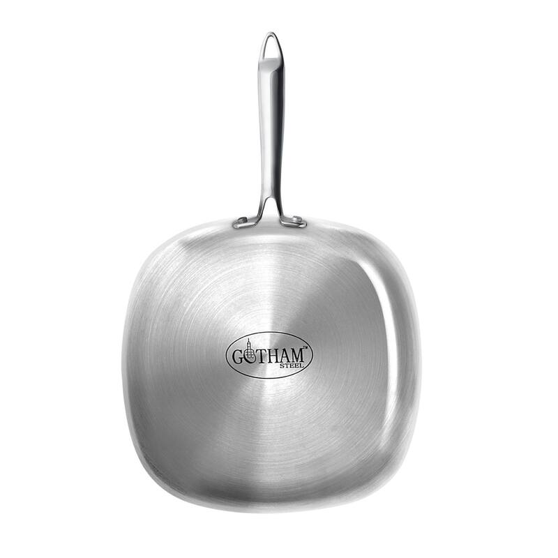 Gotham Steel 9.5" Stainless Steel Square Nonstick Fry Pan with Stay Cool Handle Cookware