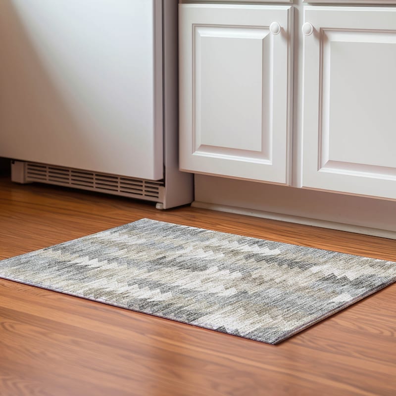 Premium Washable Super Soft Modern Global Mayfield Rug - Taupe - 1' 8" x 2' 6" - Rectangle