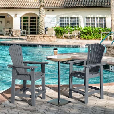 Modern Outdoor Bar Stools Set of 2 or 4 - with Ergonomic Adirondack Design, Durable HDPE Construction & Weather-Resistant