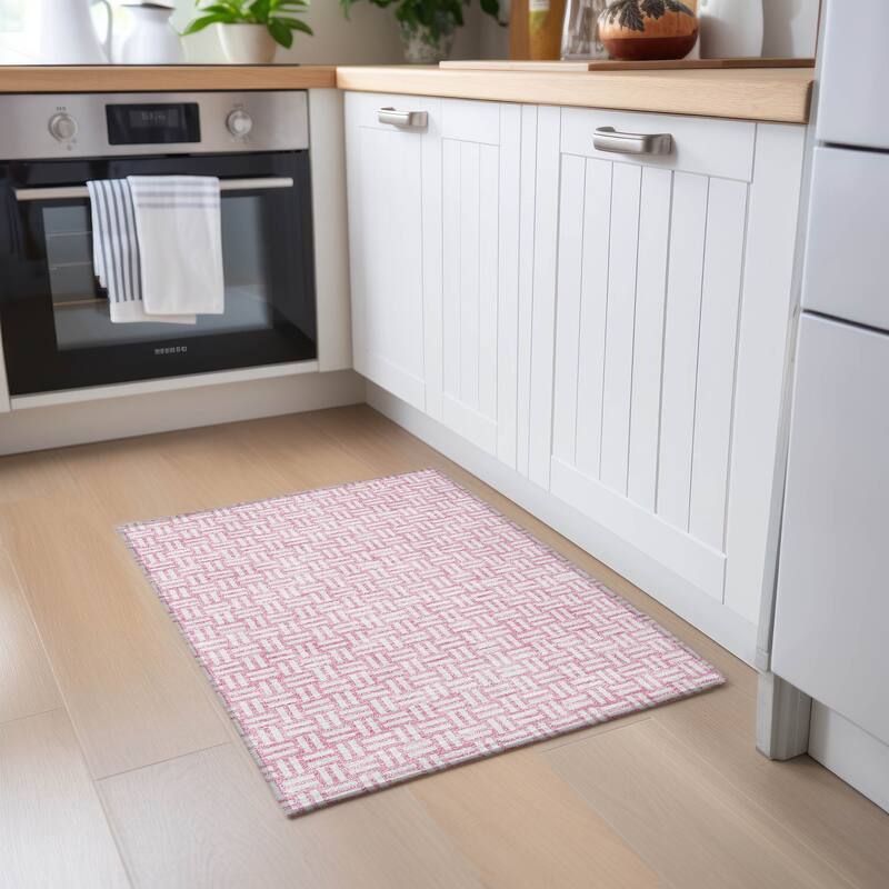Machine Washable Indoor/ Outdoor Chantille Contempory Crosshatch Rug